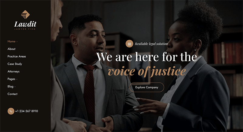 Lawdit - Lawyer and Law Firm Template - Dark Sidebar Demo